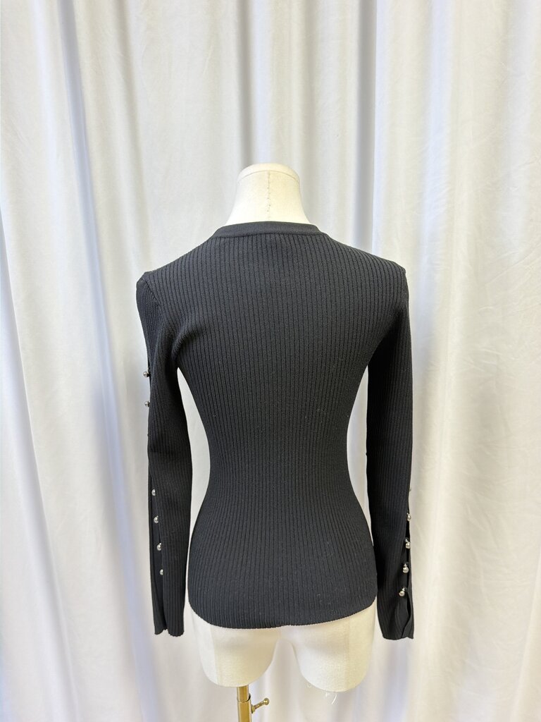 Autumn Cashmere Ribbed Long Sleeve Button Detail Top