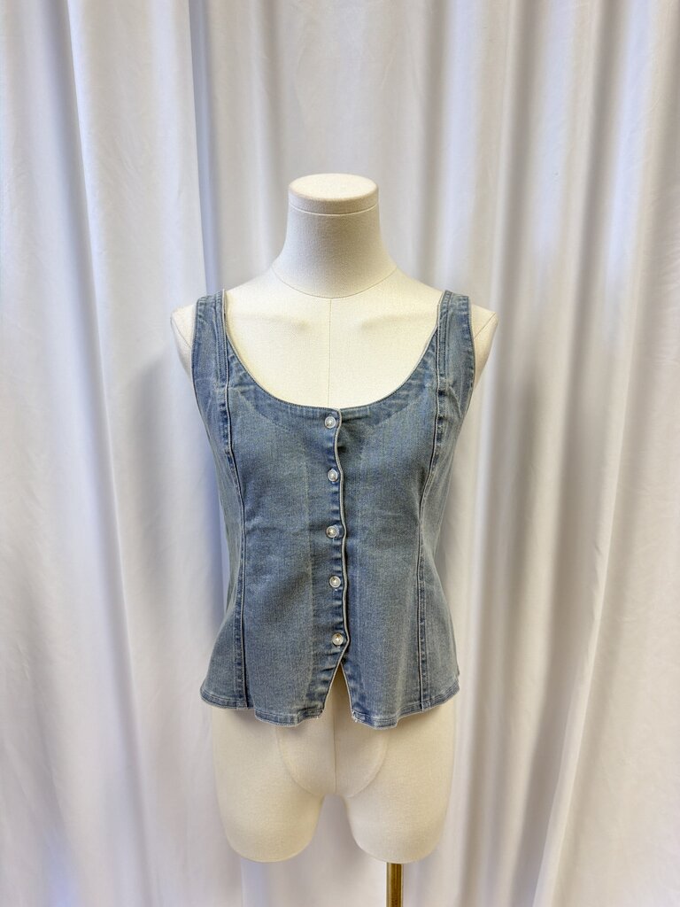 Free People Denim Button Up Tank