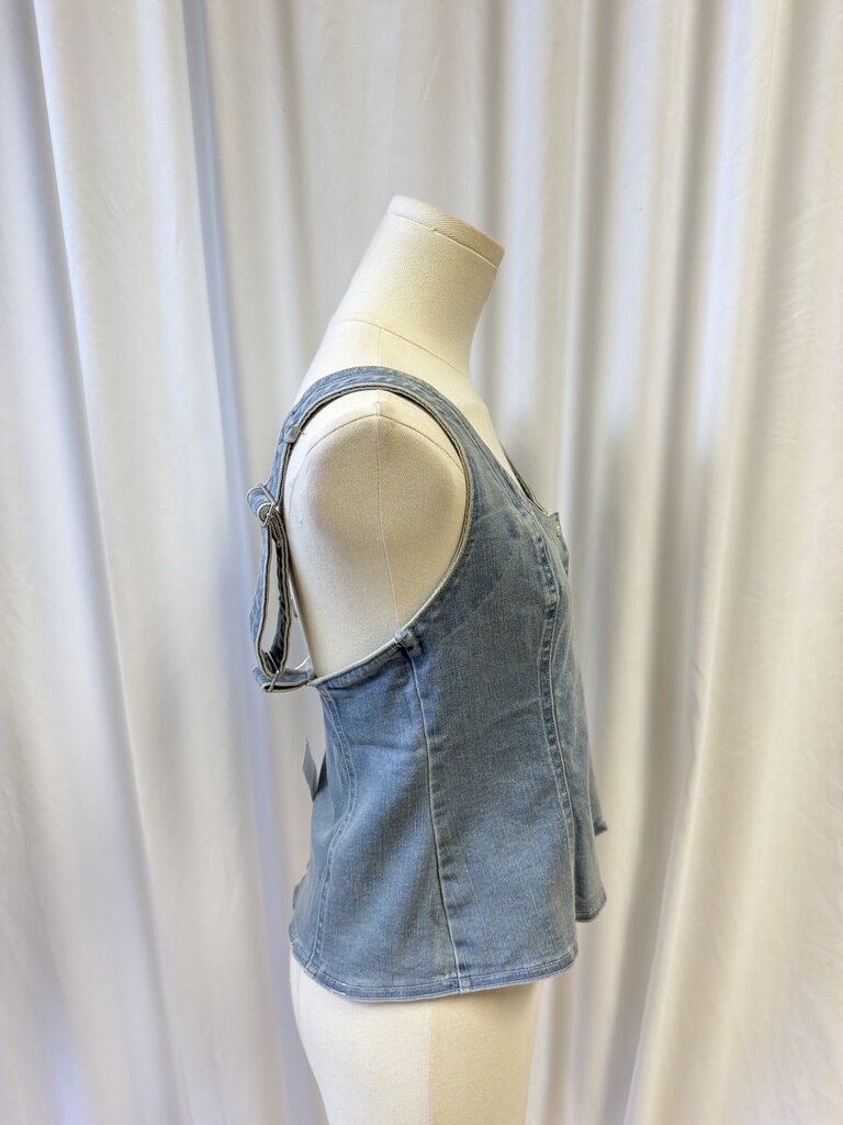Free People Denim Button Up Tank