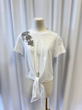 Cinq a Sept Embellished Tie Front Tee