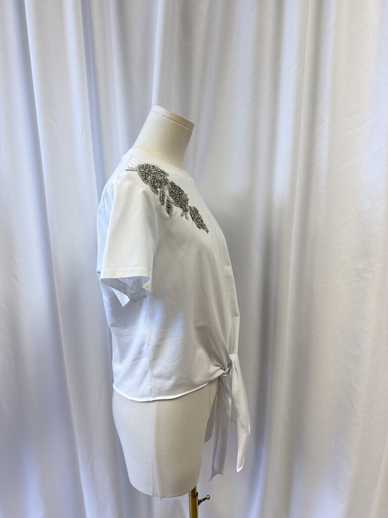 Cinq a Sept Embellished Tie Front Tee