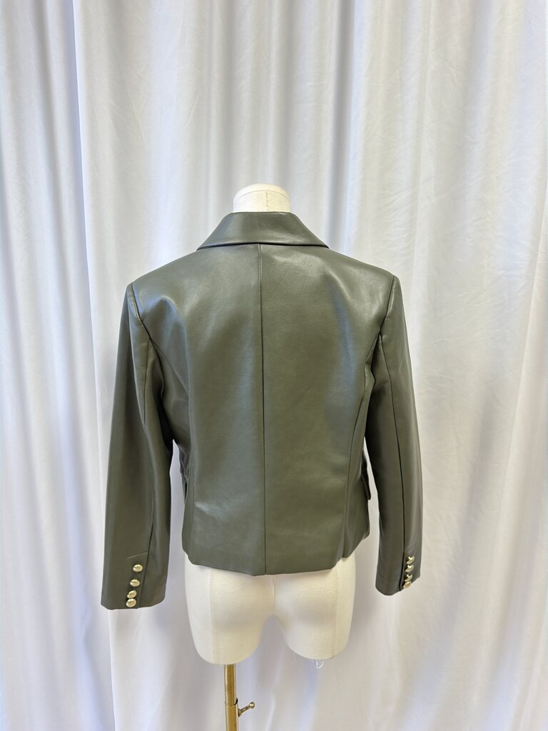 Avec Les Filles Faux Leather Cropped Blazer