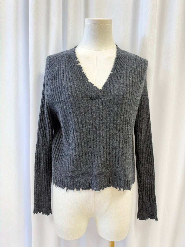 27 Miles Charcoal Cashmere V Neck Sweater