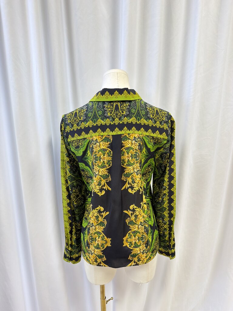 alice + olivia "Willa Baroque-Print" Silk Top