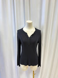 L'Agence Ribbed Long Sleeve V-Neck Top