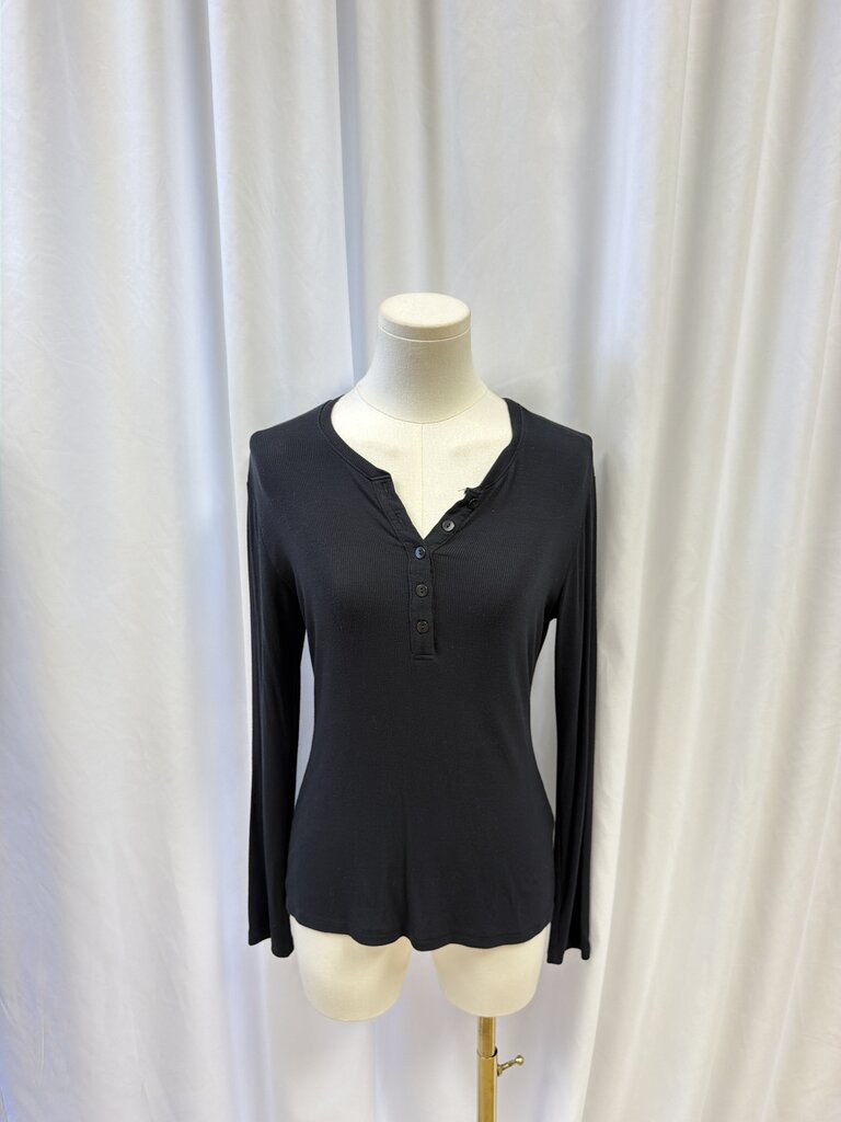 L'Agence Ribbed Long Sleeve V-Neck Top