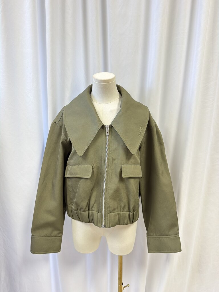 Ganni Olive Cropped Jacket