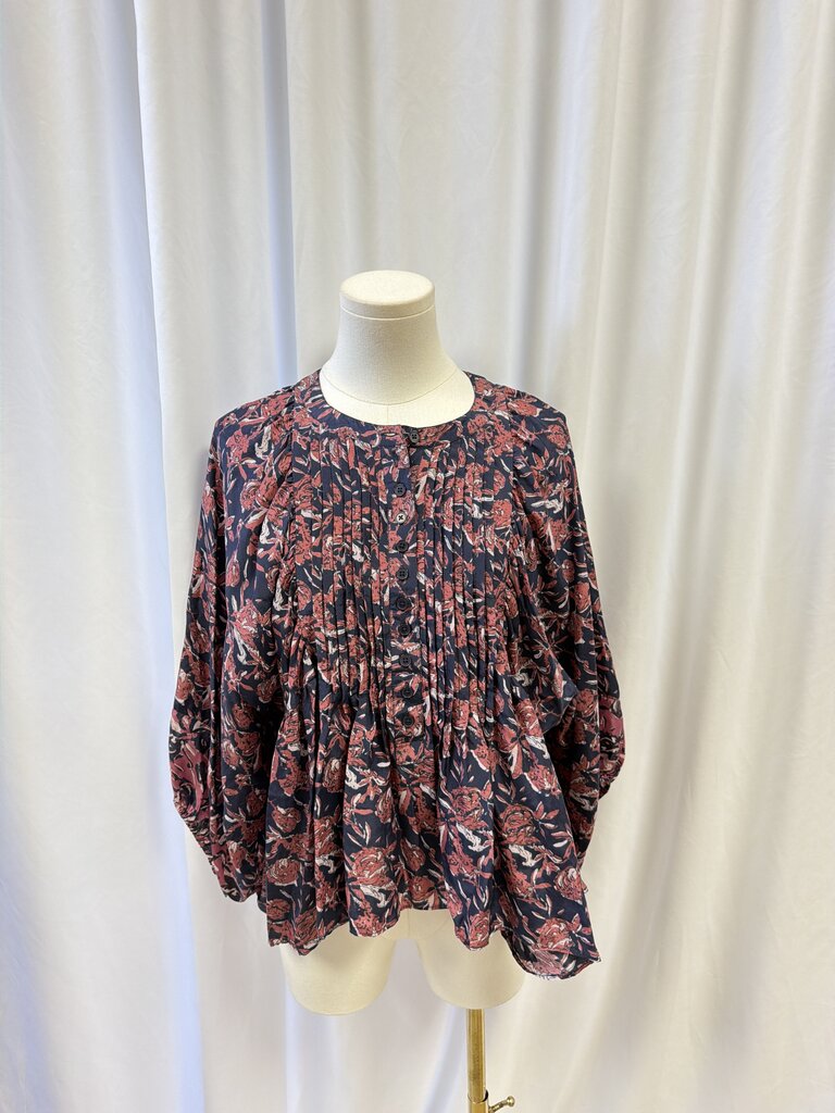 Apiece Apart Floral Flounce Silk Top