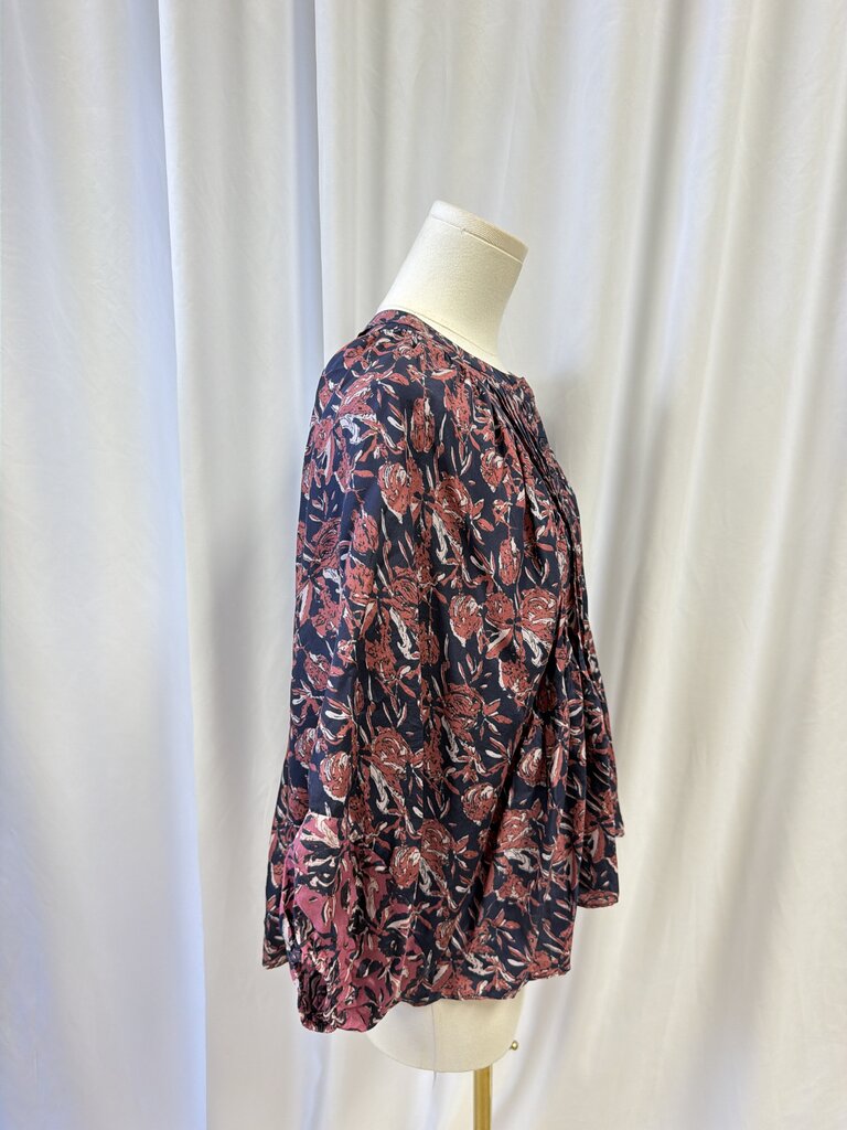 Apiece Apart Floral Flounce Silk Top