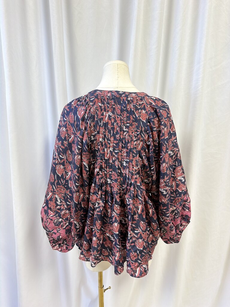 Apiece Apart Floral Flounce Silk Top