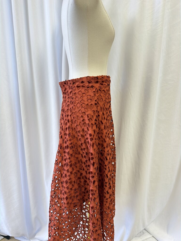 Vince Rust Eyelet Midi Skirt