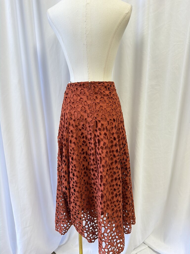 Vince Rust Eyelet Midi Skirt