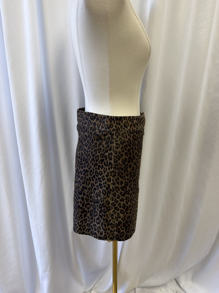 All Saints Cheetah Print Lamb Leather Mini Skirt (Originally