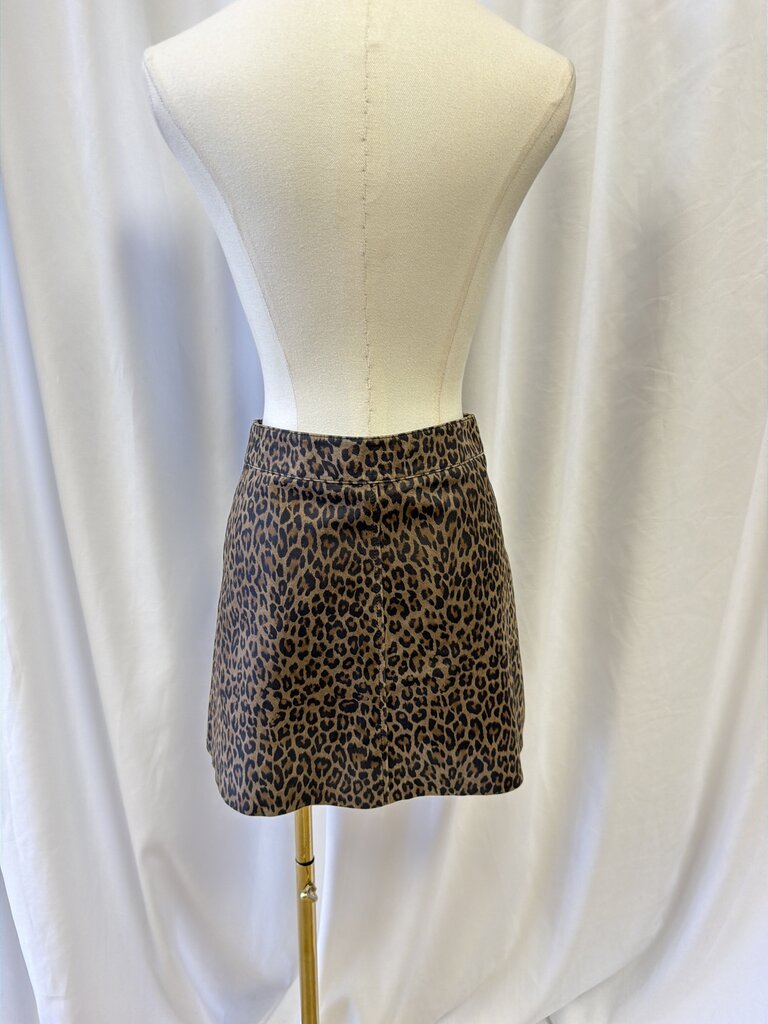 All Saints Cheetah Print Lamb Leather Mini Skirt (Originally