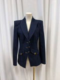 Veronica Beard Denim Blazer w/Gold Buttons
