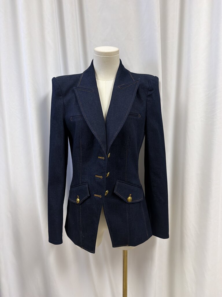 Veronica Beard Denim Blazer w/Gold Buttons