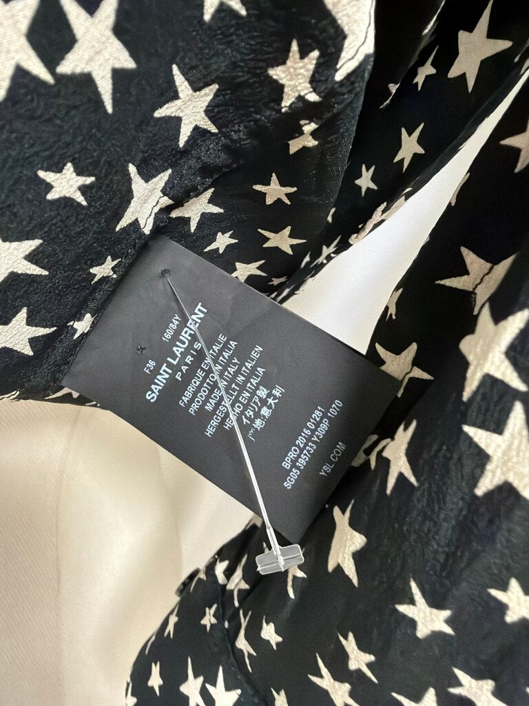 Saint Laurent Black Star Silk Blouse