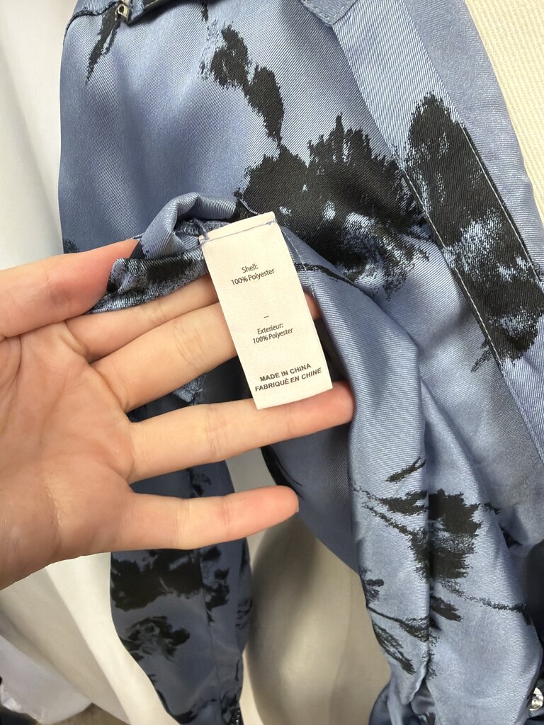 Cinq a Sept Blue Silk Button Tie Front Blouse NWT