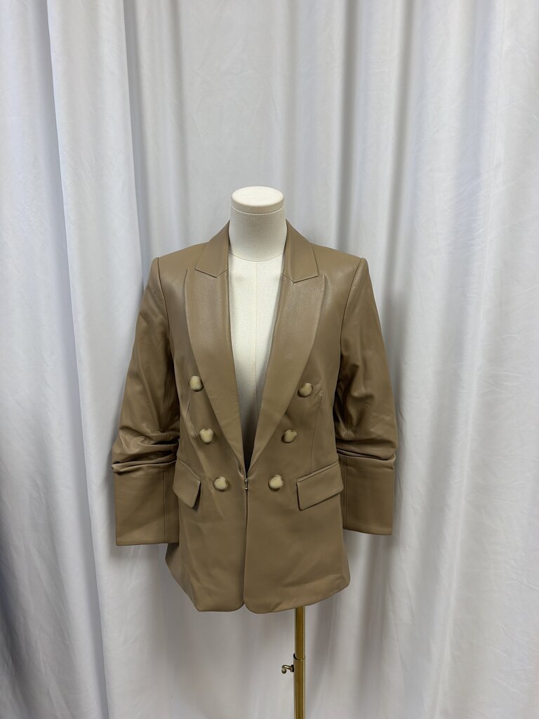Veronica Beard Tan Vegan Leather Blazer