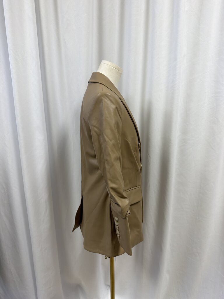 Veronica Beard Tan Vegan Leather Blazer