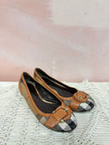 Burberry Plaid Leather Buckle Ballet Flat