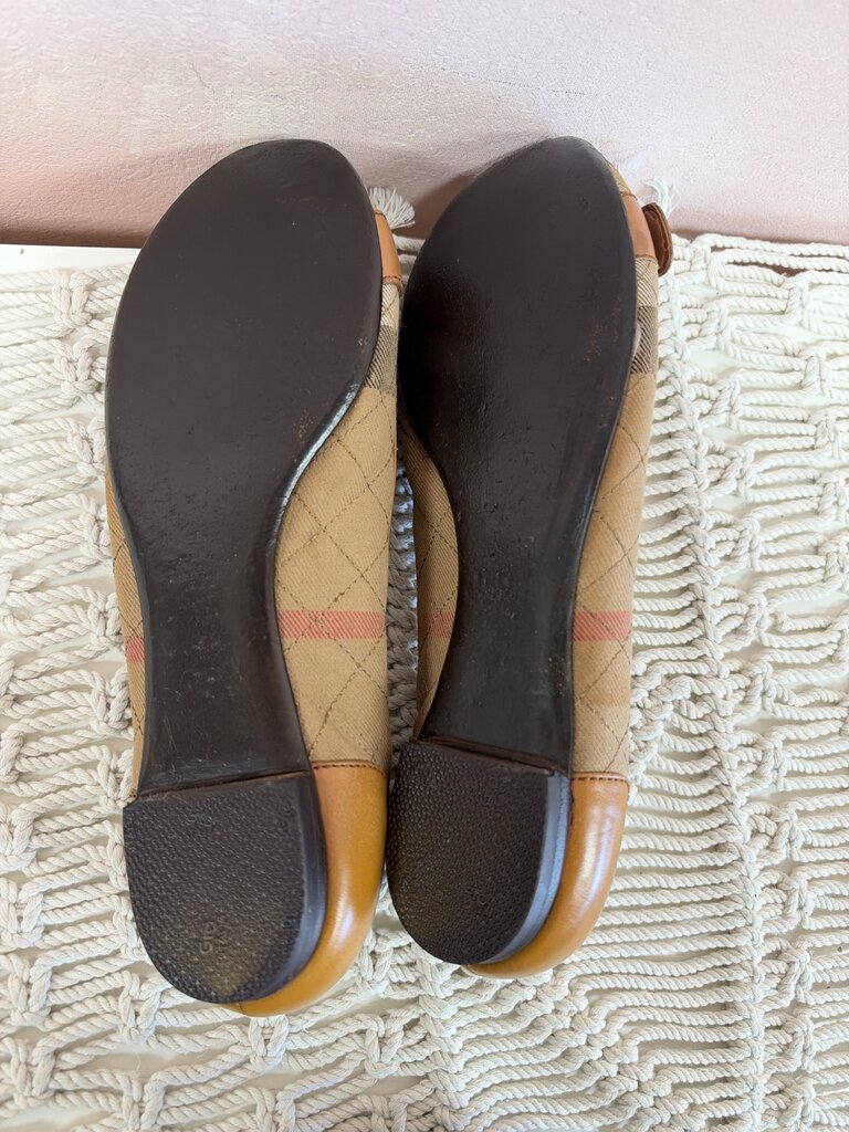 Burberry Plaid Leather Buckle Ballet Flat