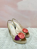 Prada Satin 3D Rose Applique Wedge w/ Box and Dustbag