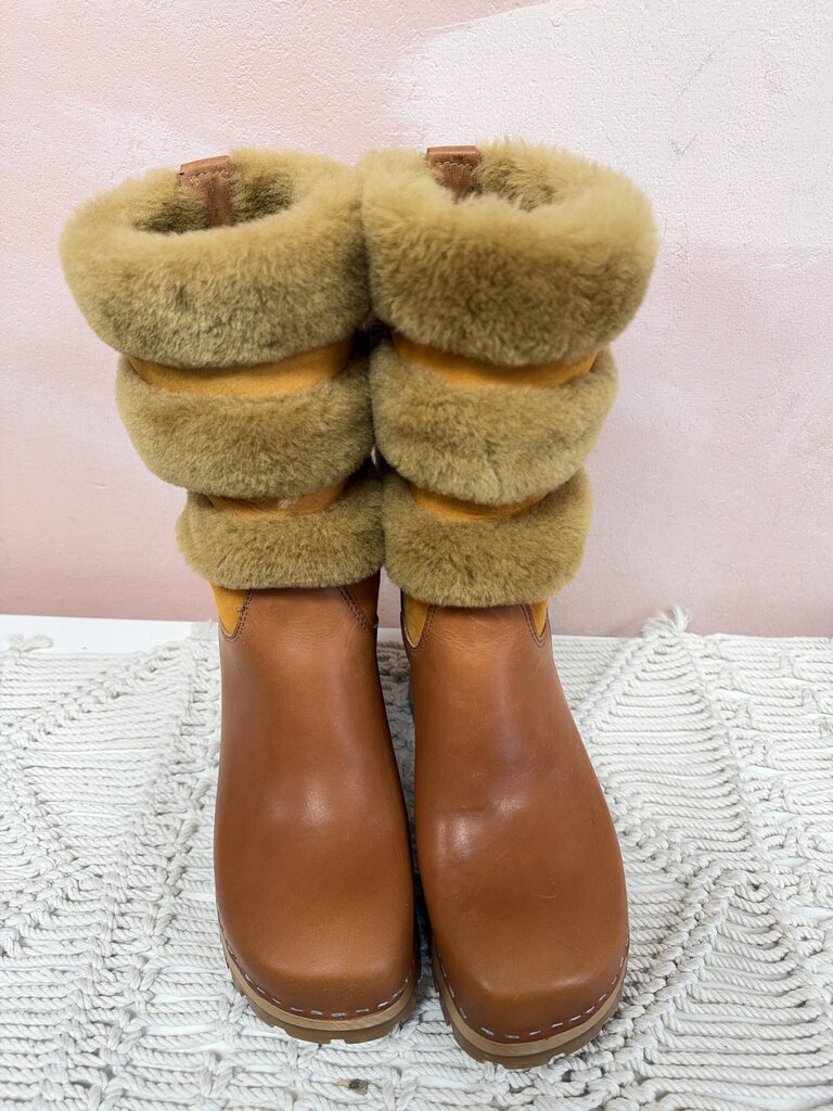 Hasbeens Fur Trim Leather Boot