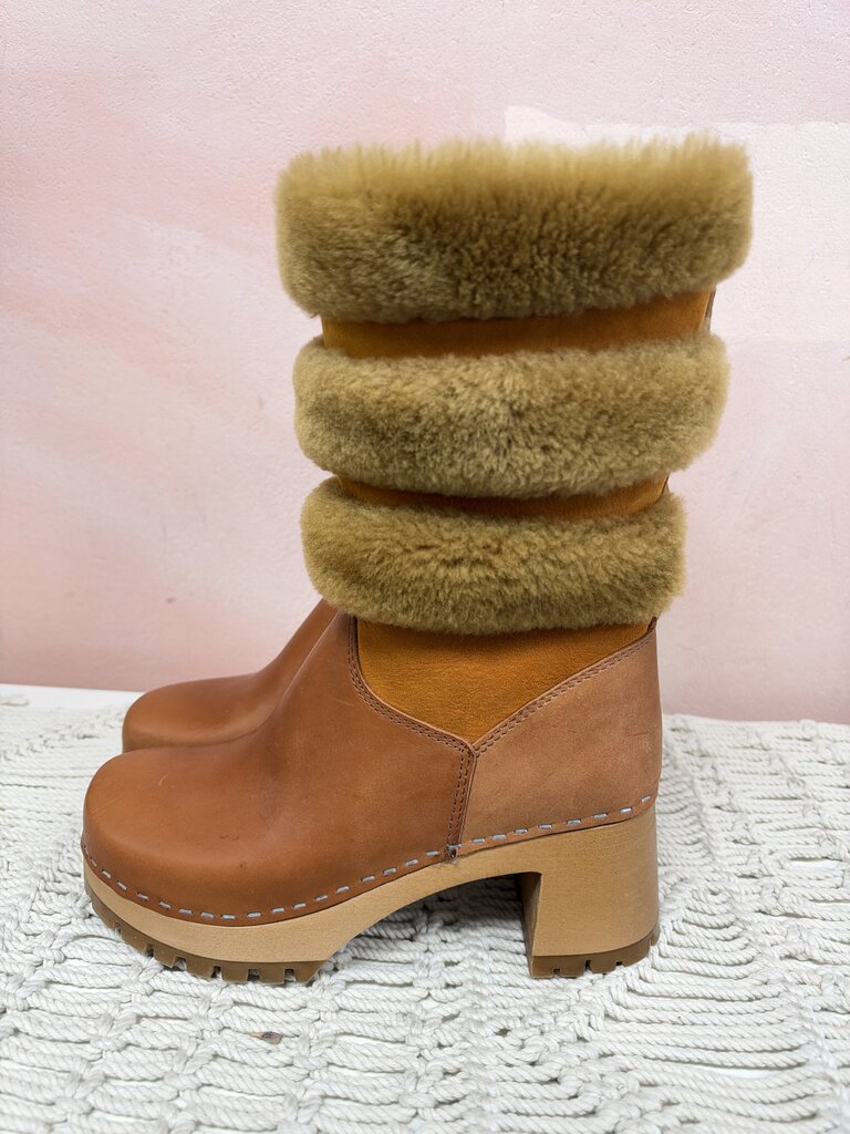 Hasbeens Fur Trim Leather Boot