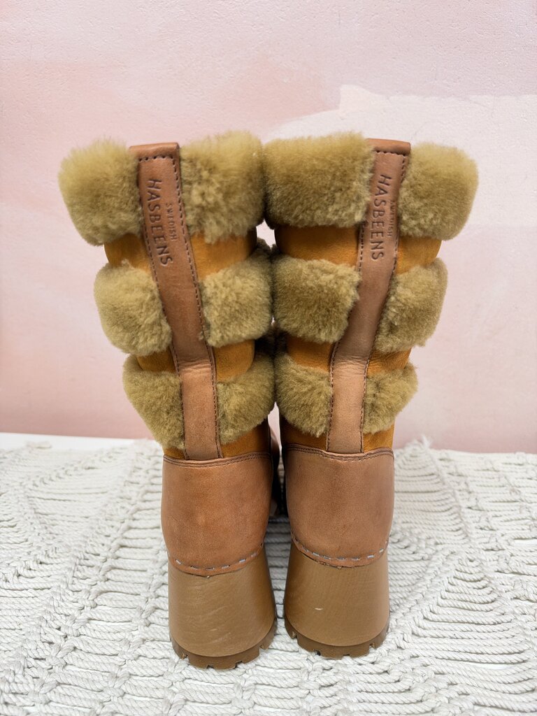 Hasbeens Fur Trim Leather Boot