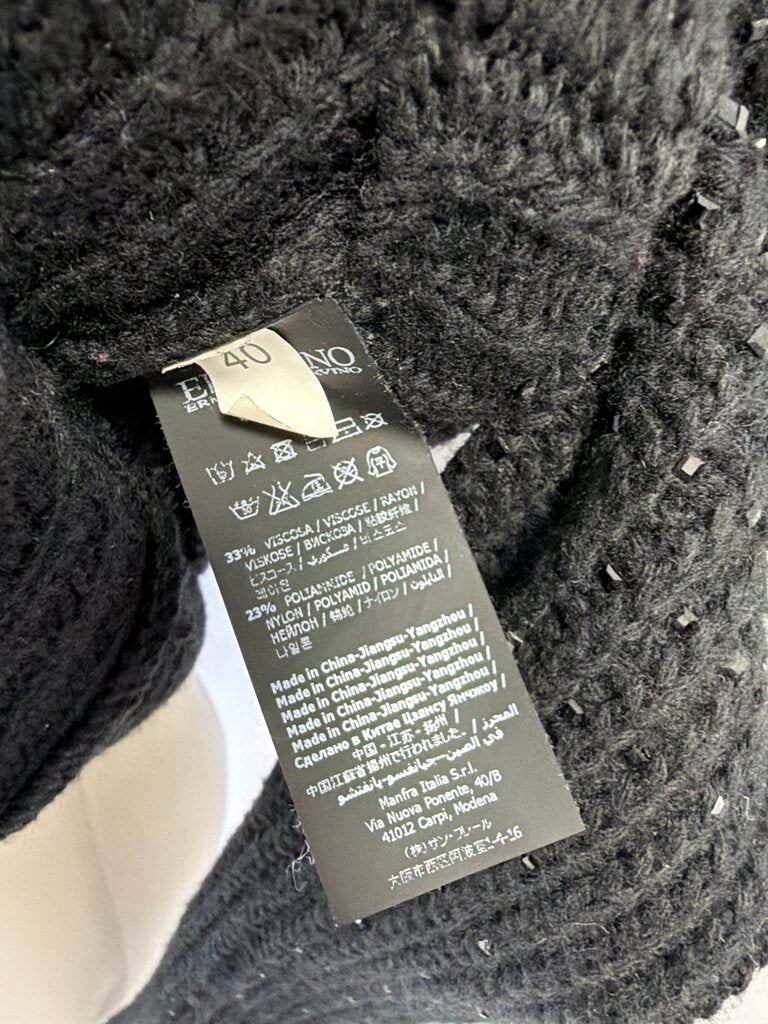 Ermanno Scervino Black Mock Sweater w/Sequins NWT