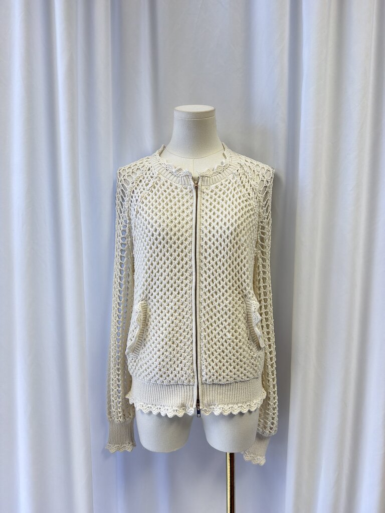 Twinset Cream Crochet Zipper Cardigan NWT