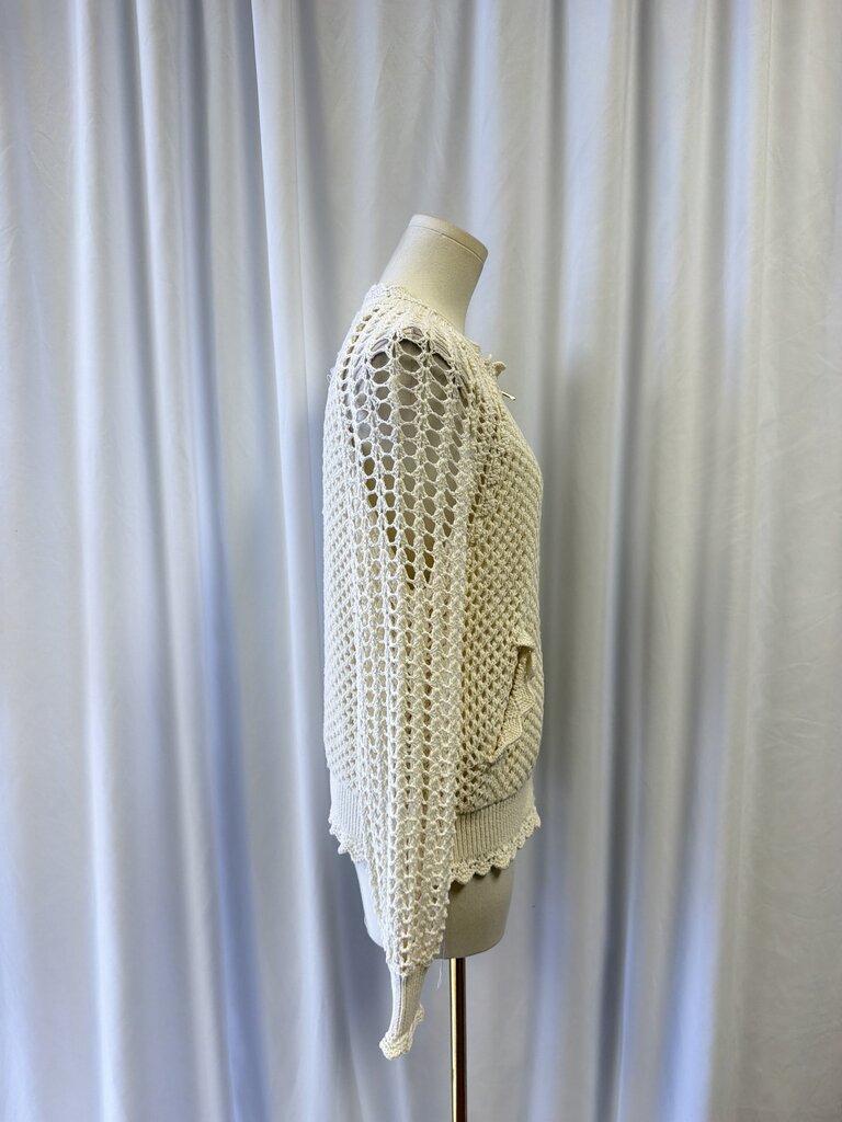 Twinset Cream Crochet Zipper Cardigan NWT