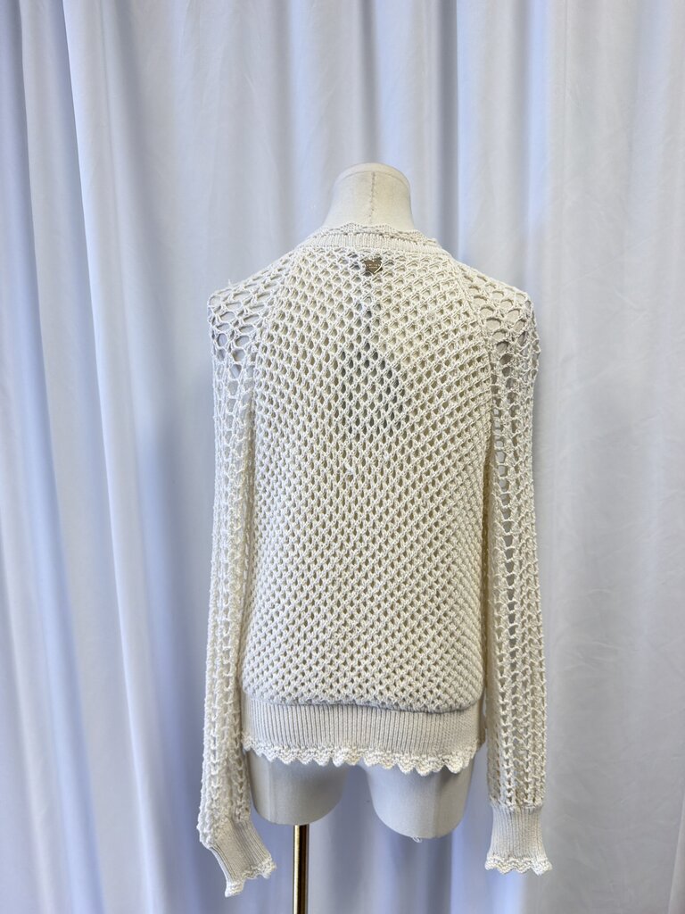 Twinset Cream Crochet Zipper Cardigan NWT