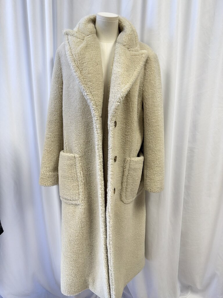 Tory Burch Bone Long Teddy Coat