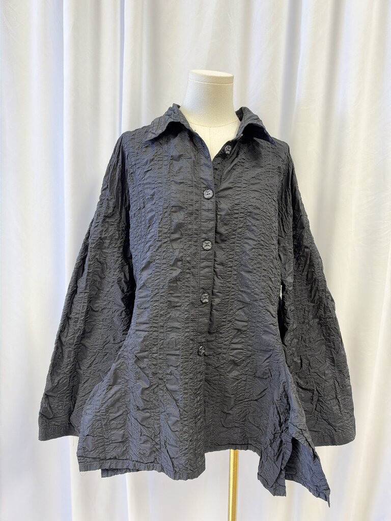 Dress to Kill Black Assymetrical Crinkle Top