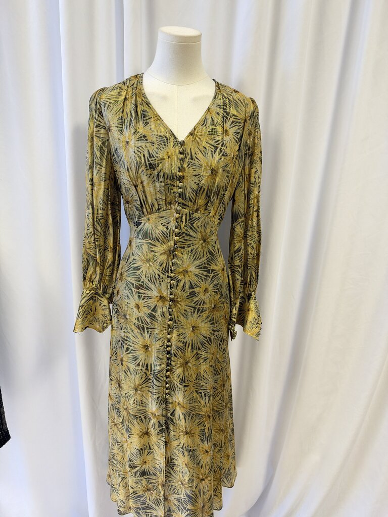 The Kooples Gold Metallic V-Neck Dress