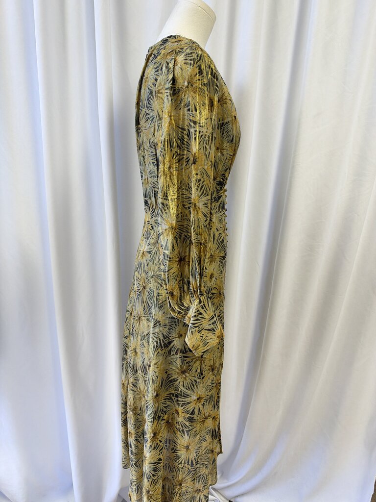 The Kooples Gold Metallic V-Neck Dress