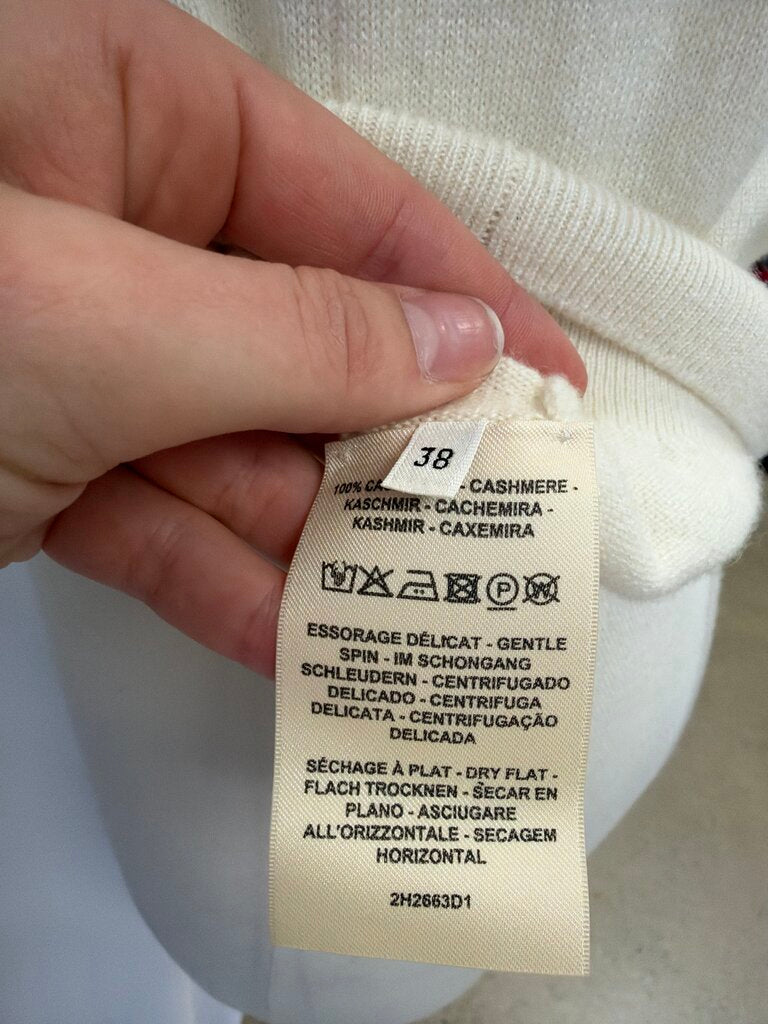 Hermes Ivory Cashmere Short Sleeve Crew Neck Sweater