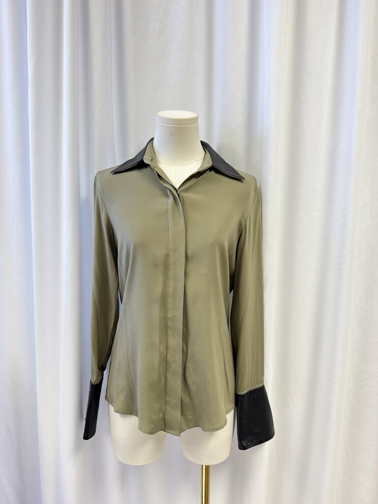 Ramy Brook Vegan Leather Trim Blouse