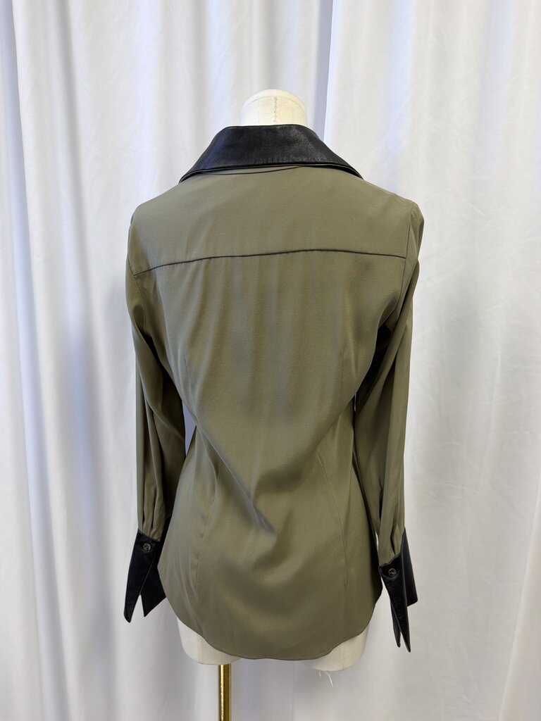 Ramy Brook Vegan Leather Trim Blouse