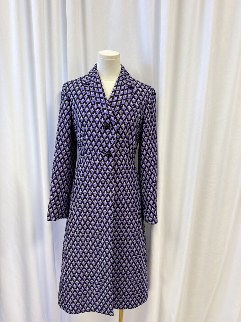 Prada Geomentric Diamond Print Wool Coat