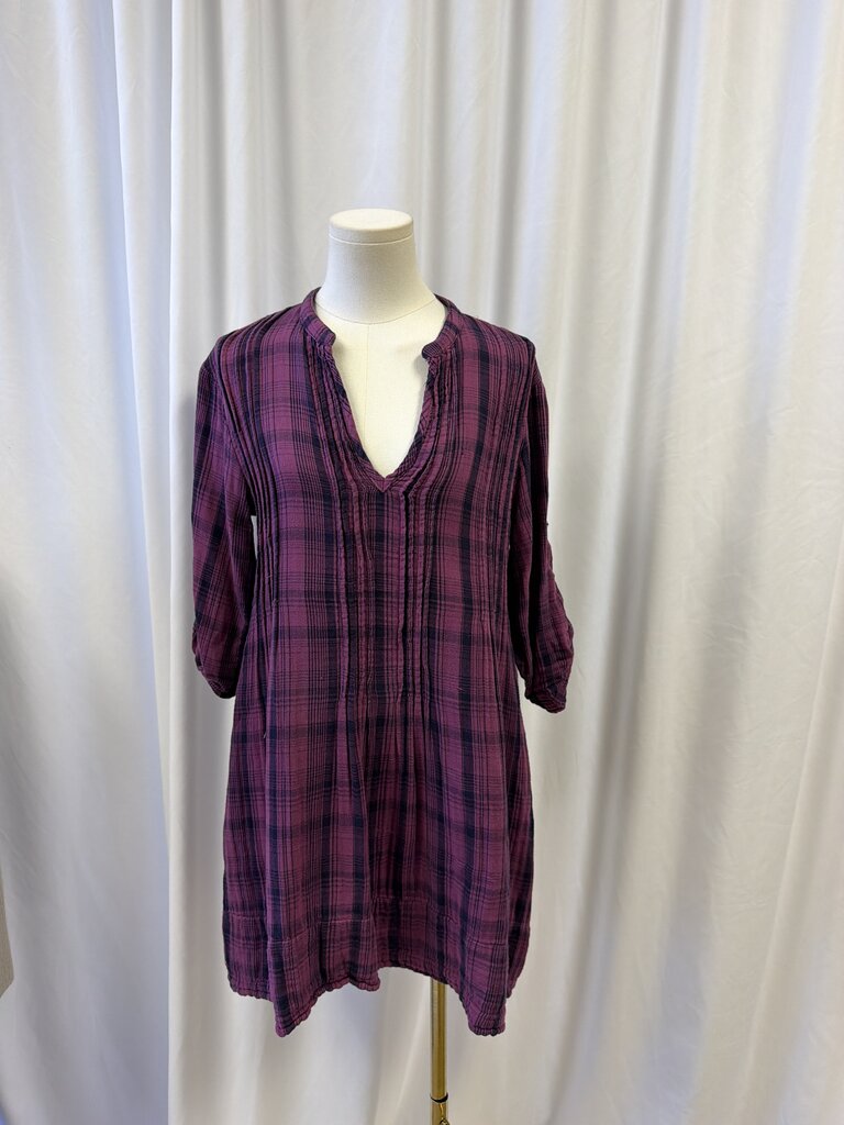 CP Shades Cotton Plaid Long Sleeve Mini Dress