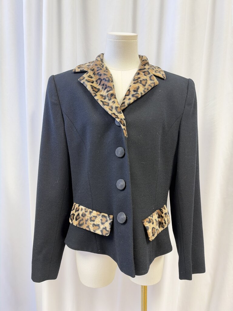 Evan Picone Animal Print Detail Blazer