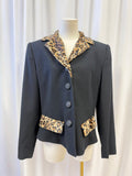 Evan Picone Animal Print Detail Blazer