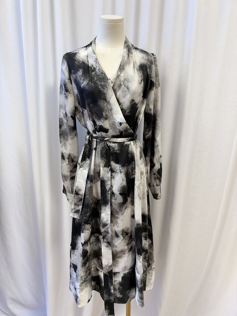 Donna Karan Watercolor Wrap Dress w/ Belt