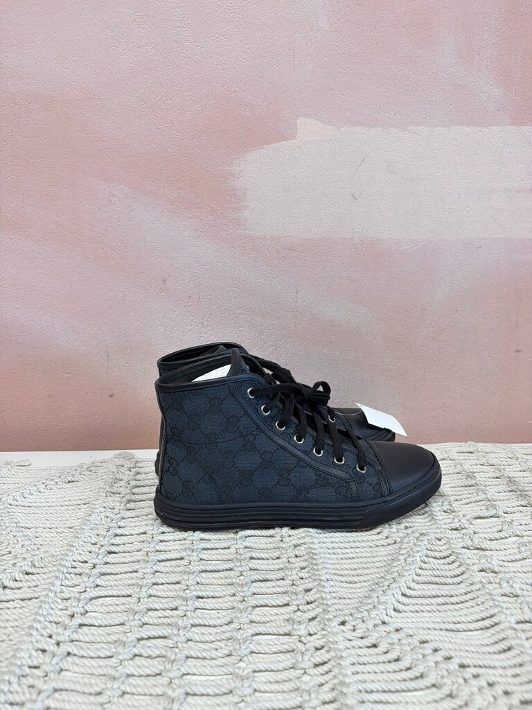 Gucci Canvas Monogram Leather Trim Sneaker w/ Box