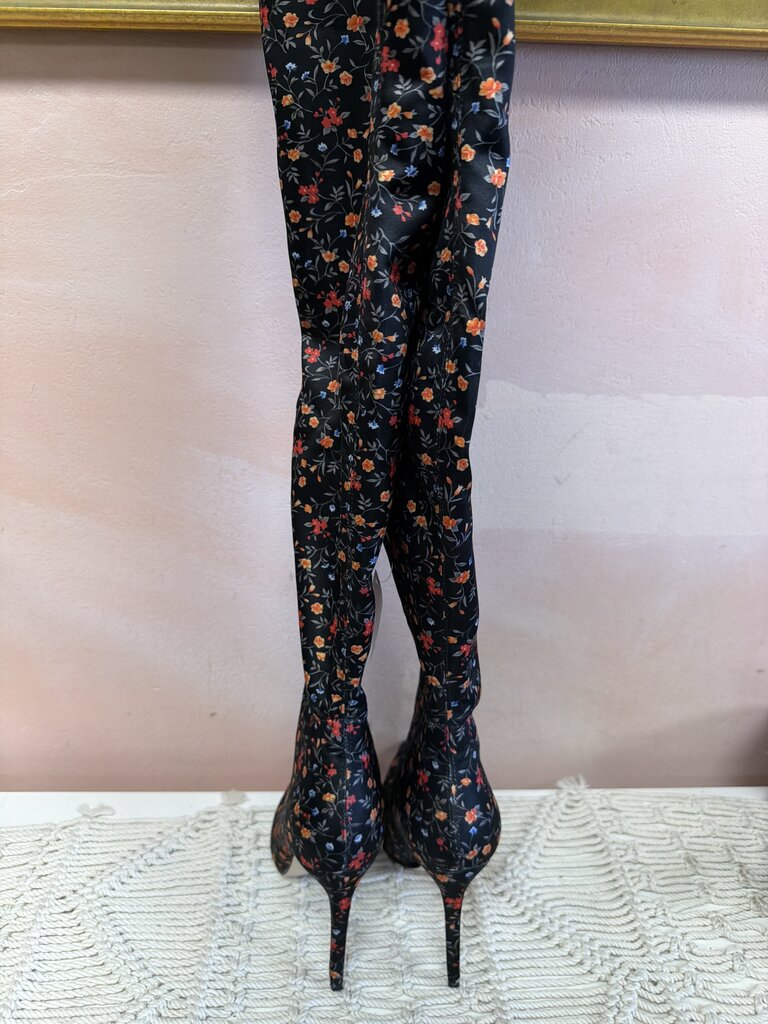 Raye Thigh High Floral Fitted Boot w/ Box & Dustbag