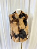 Patchwork Fox Fur and Leather Reversible Vest
