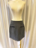 Cinq a Sept Black Tweed Mini Skirt w/Beaded Fringe